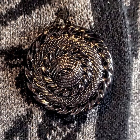 Skovhuus Denmark Black Grey Floral Print Cotton Cardigan - Picture 3 of 5